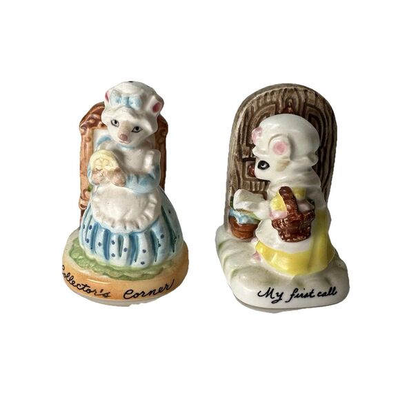 AVON Vintage Small  Treasures 2 Porcelain Mouse Figurines Home Decor Collector’s - Picture 1 of 6